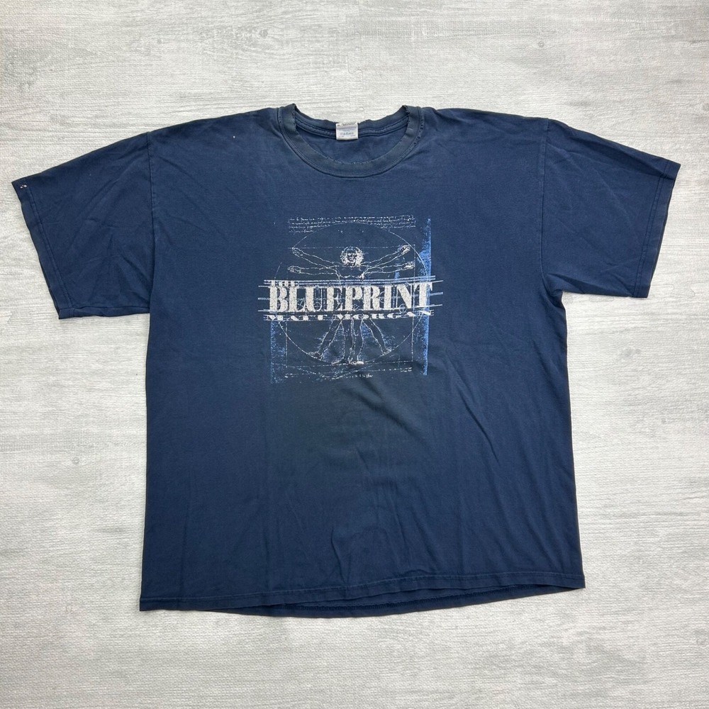 Vintage Y2K Blue‎ Print Shirt Size XL Blue WWE WWF WCW Wrestling